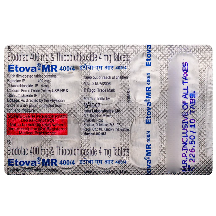 Etova-MR 400/4 Tablet with Etodolac + Thiocolchicoside