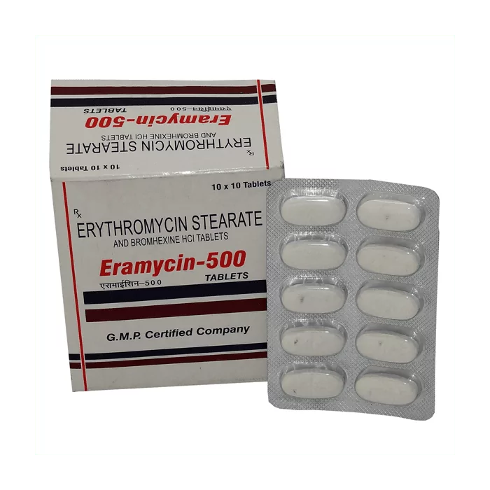 Eramycin 500Mg with Rx Ciprofloxacin Hydrochloride Front View