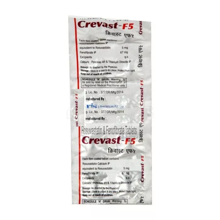 Crevast-F 5 Tablet with Fenofibrate and Rosuvastatin