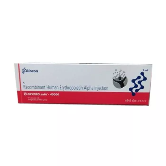 Erypro Safe 40000 IU 1ml Injection with Recombinant Human Erythropoietin Alfa               