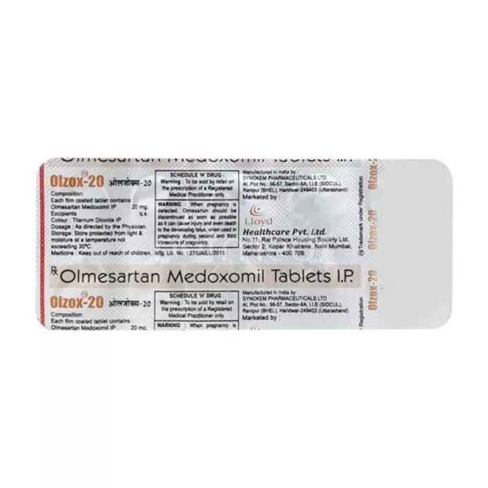 Olzox 20 Mg Tablet with Olmesartan Medoximil