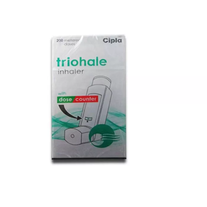 Triohale Inhaler 200 mdi with Tiotropium Bromide,Formoterol Fumarate and Ciclesonide                    