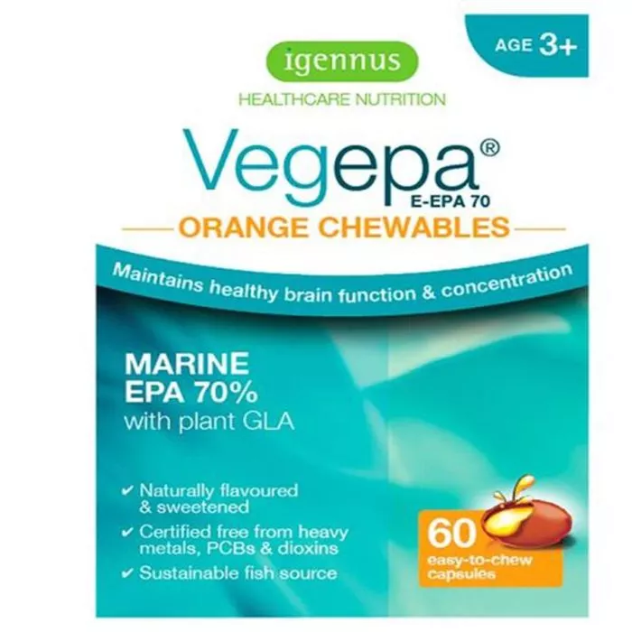 Vegepa Orange Chewables with Omega3 & Omega6 fish oil                      